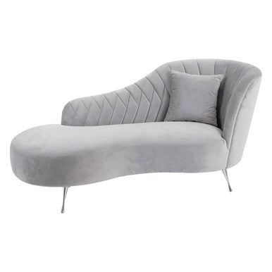 Rene Grey Velvet Right Hand Chaise Longue