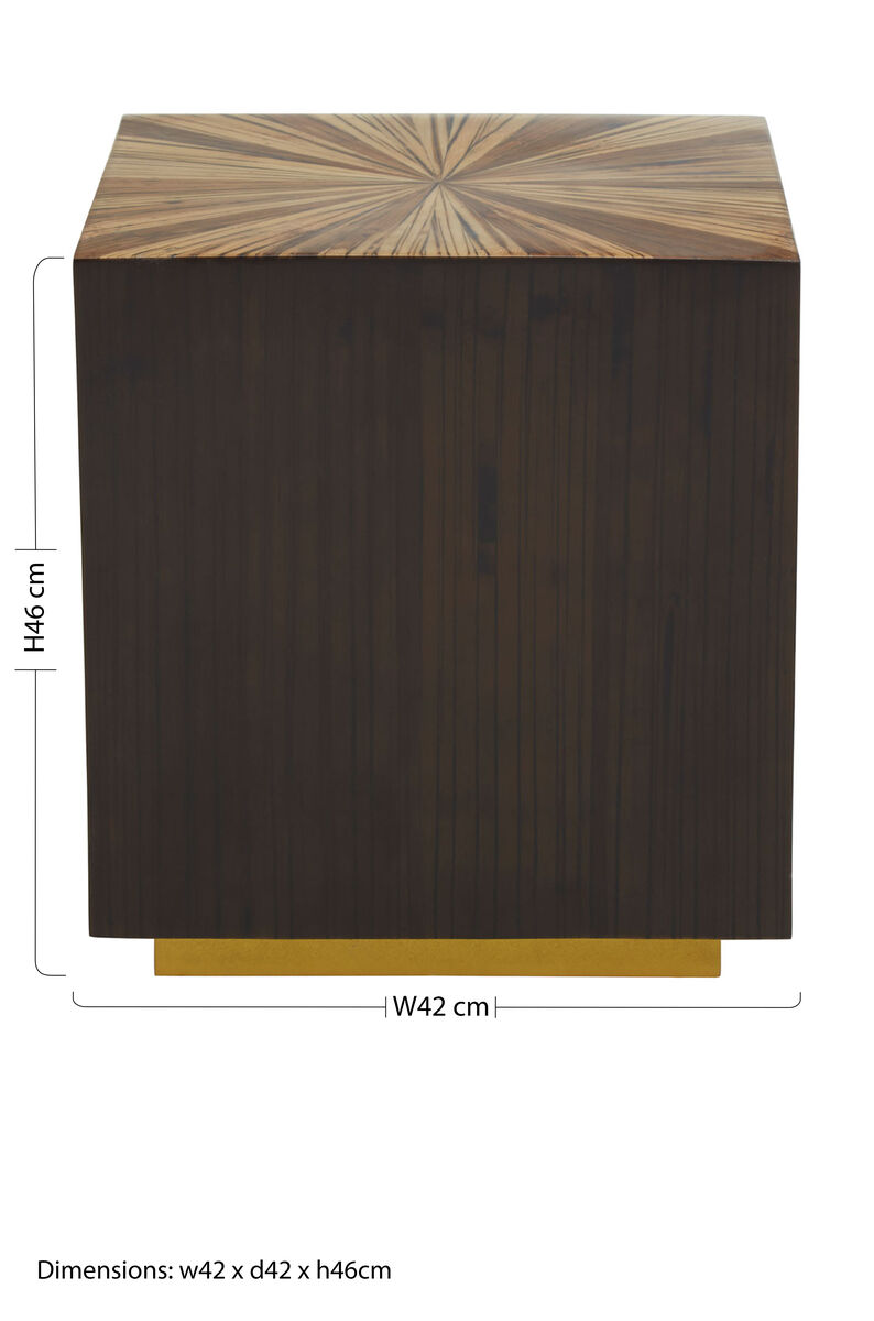 Brown and Gold Ebony Bamboo Sunburst Top Side Table with Clean-Lined | Gabelle