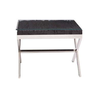 Kerala Black Top End Table With Cross Base