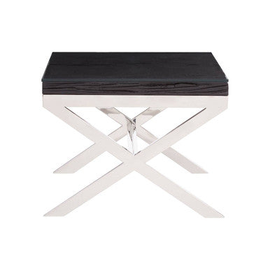 Kerala Black Top End Table With Cross Base