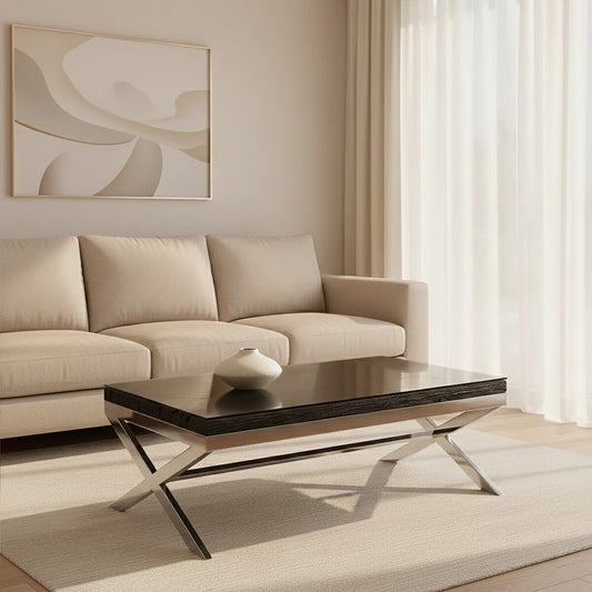 Kerala Black Coffee Table With Cross Base