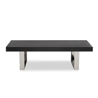 Rectangular Wooden Coffee Table with Silver Finish Frame, Ulmus