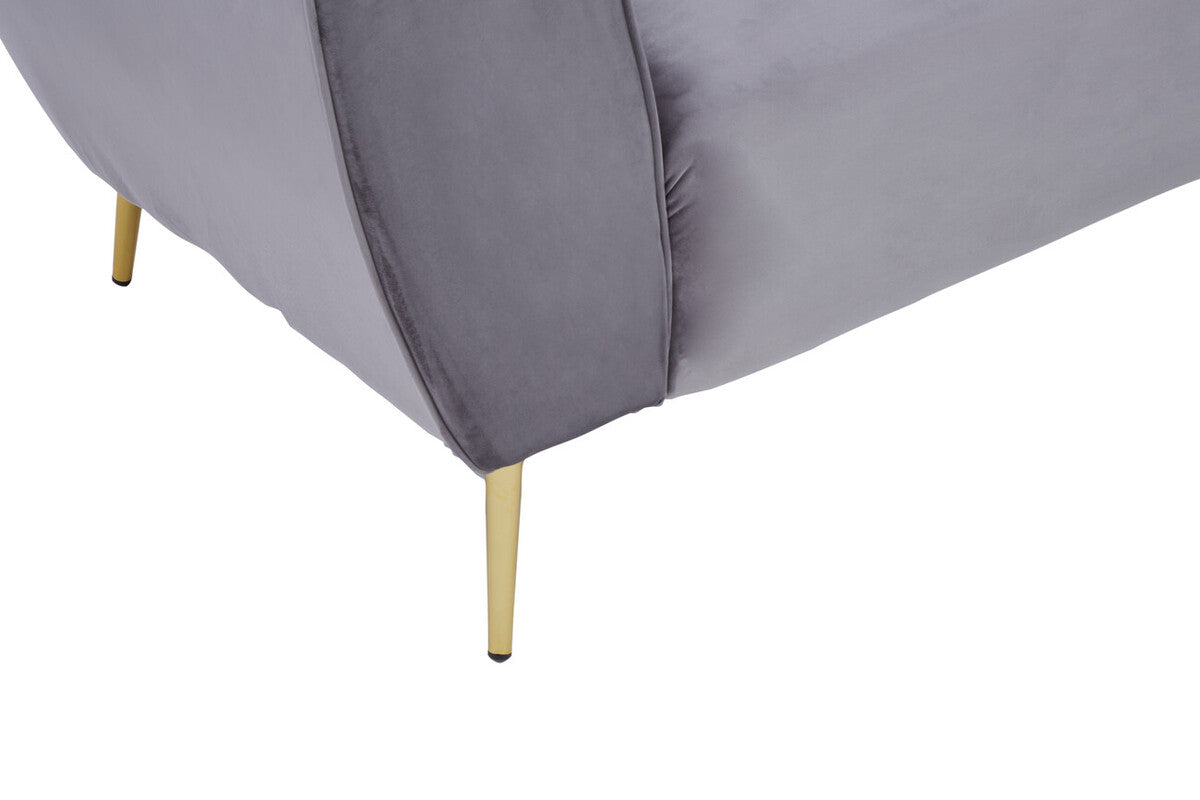 Florine Three Seater Grey Velvet Sofa