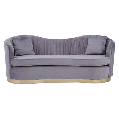 Franza 3 Seat Pleated Grey Velvet Sofa