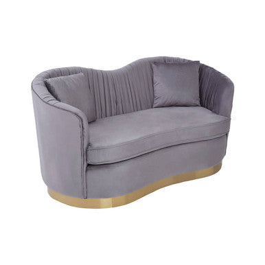 2 Seater Grey Pleated Velvet Sofa | Franza
