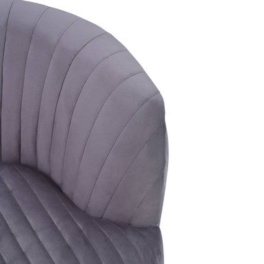 Florina Grey Velvet Barrel Chair with Gold Finish Metal Legs