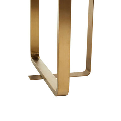Black and Grey Rectangular Dining Table with Brushed Gold Angular Base | Lena