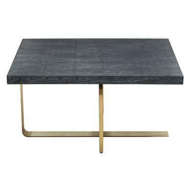 Black and Grey Square Coffee Table with Brushed Gold Base, Lena