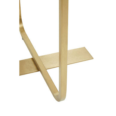Lena Oak Veneer Round Side Table with Brushed Gold Base