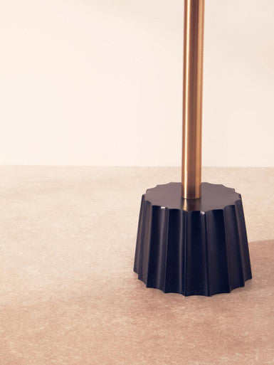 Round Gold Iron Side Table with Black Fluted Base | Corra