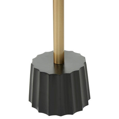 Round Gold Iron Side Table with Black Fluted Base | Corra