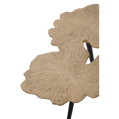 Gold Finish Top Large Aluminium Side Table with Black Metallic Finish Angular Legs | Prato