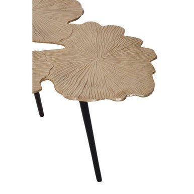 Gold Finish Top Large Aluminium Side Table with Black Metallic Finish Angular Legs | Prato