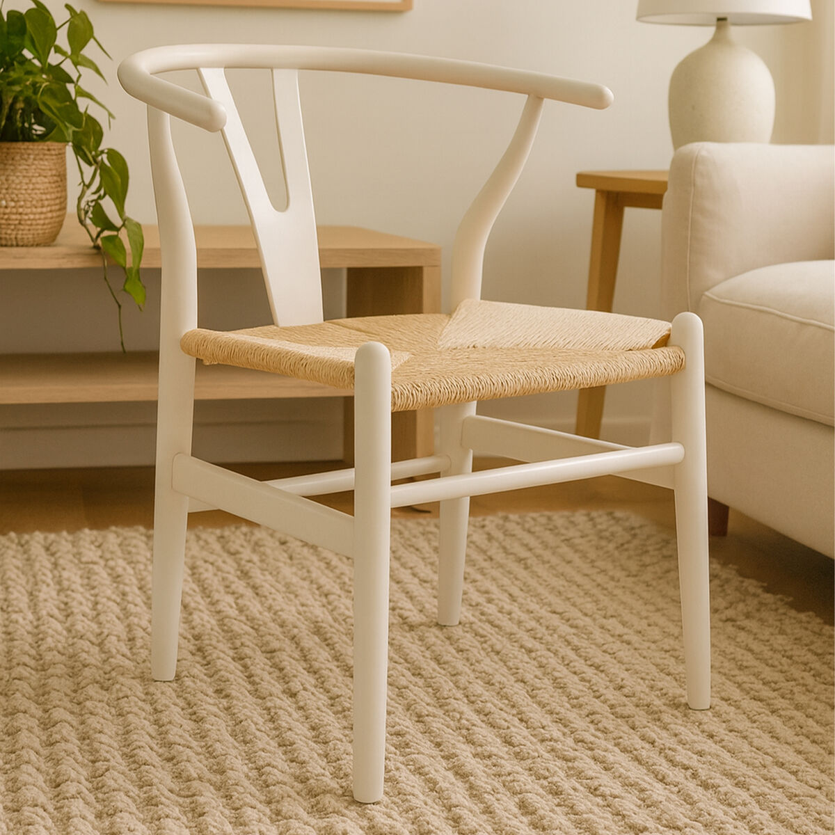 Lyon Wishbone Antique White Chair