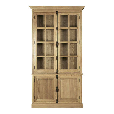 Lyon Oak Wood Tall Cabinet in Washed Grey Finish
