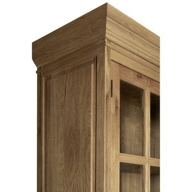 Oak Wood Tall Cabinet in Washed Grey Finish | Lyon
