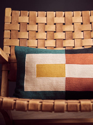 Inca Brown Leather Lattice Design Armchair with Teak Wood Frame