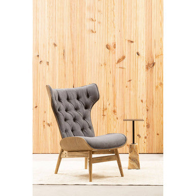 Vinsi Dark Grey Velvet Chair with Winged Back
