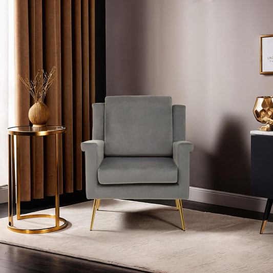 Salma Grey Velvet Armchair.