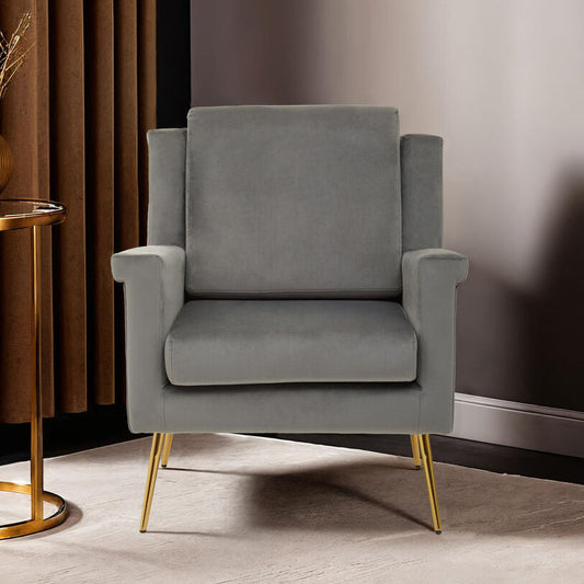 Salma Grey Velvet Armchair.