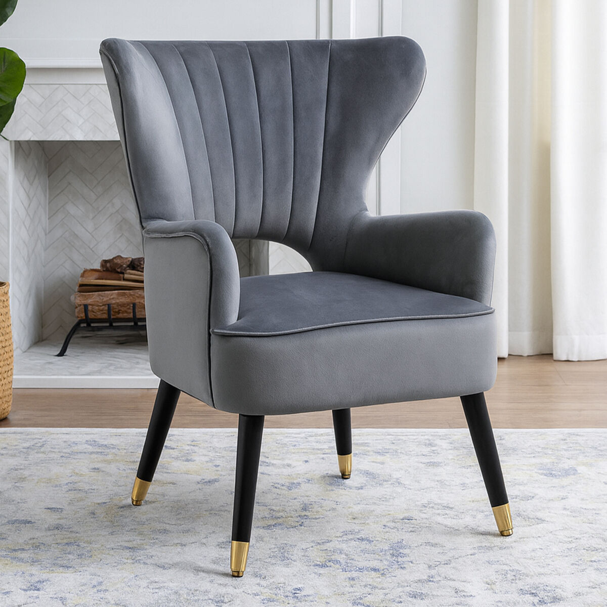 Sloan Grey Velvet Armchair