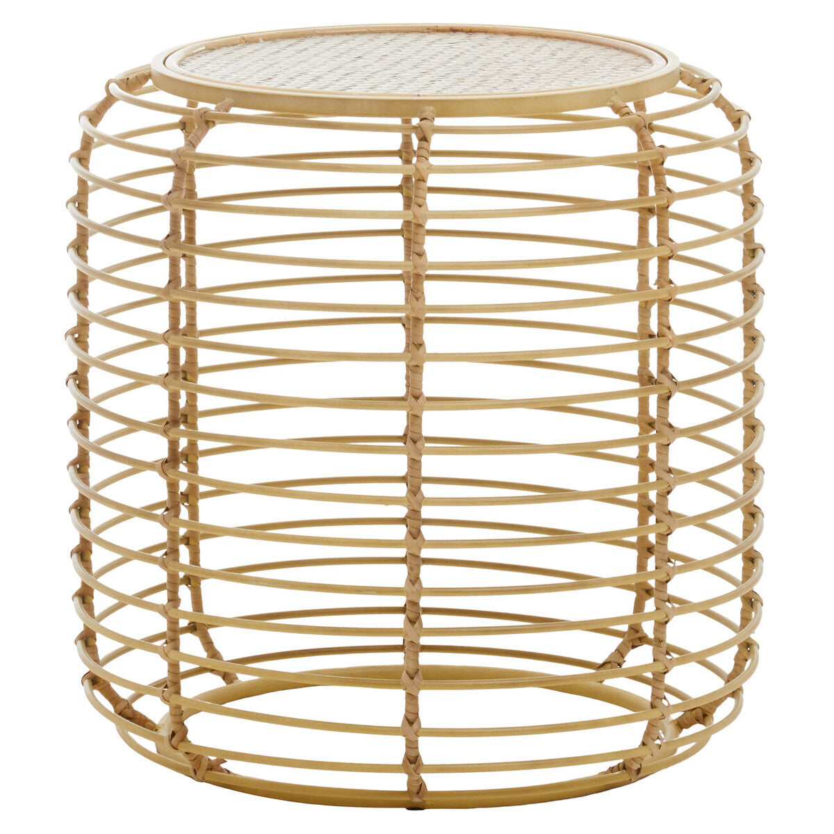 Trento Round End Table With Rattan Top