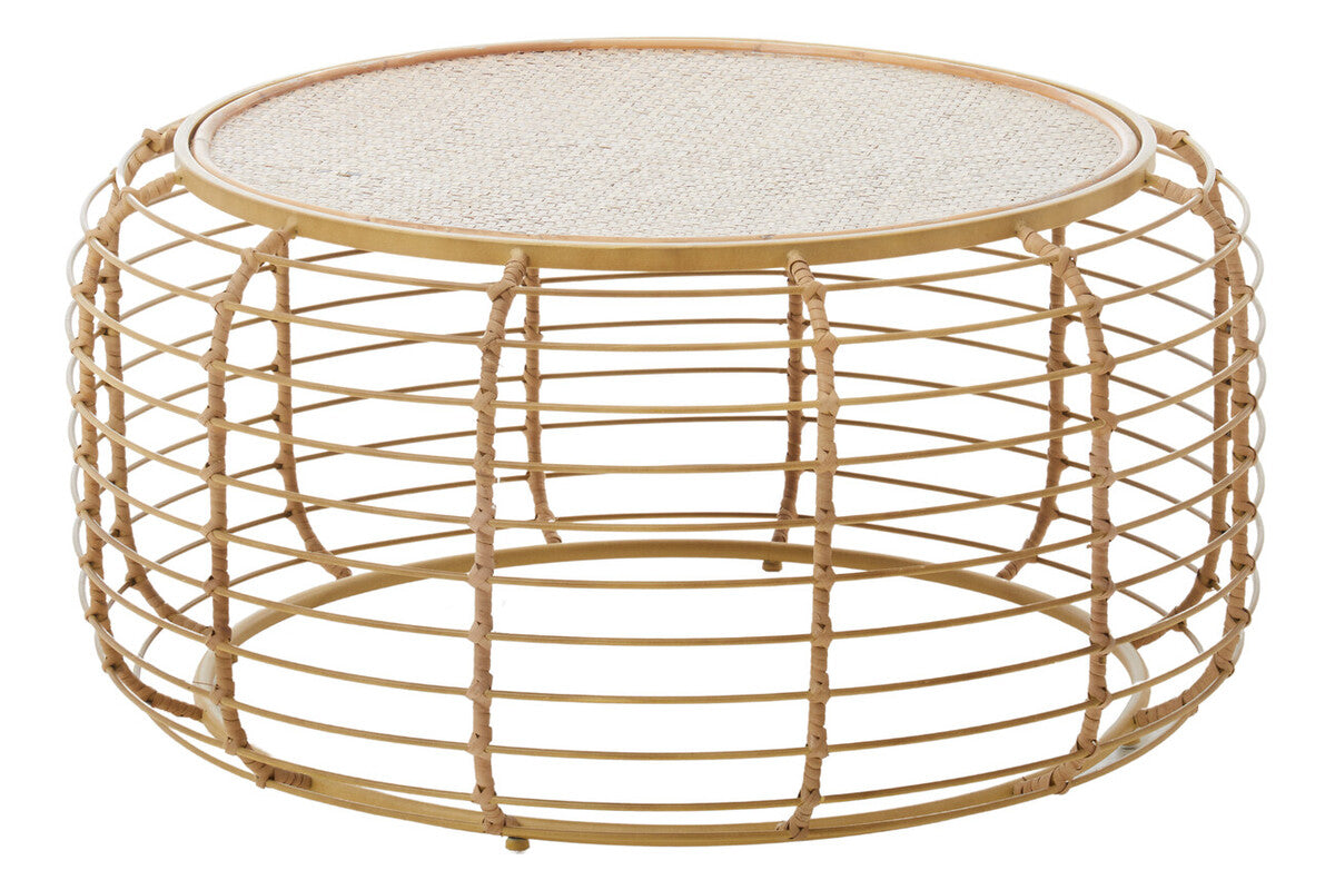 Trento Round Coffee Table With Rattan Top