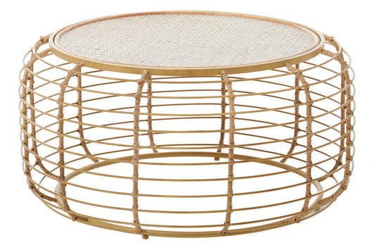 Trento Round Coffee Table With Rattan Top