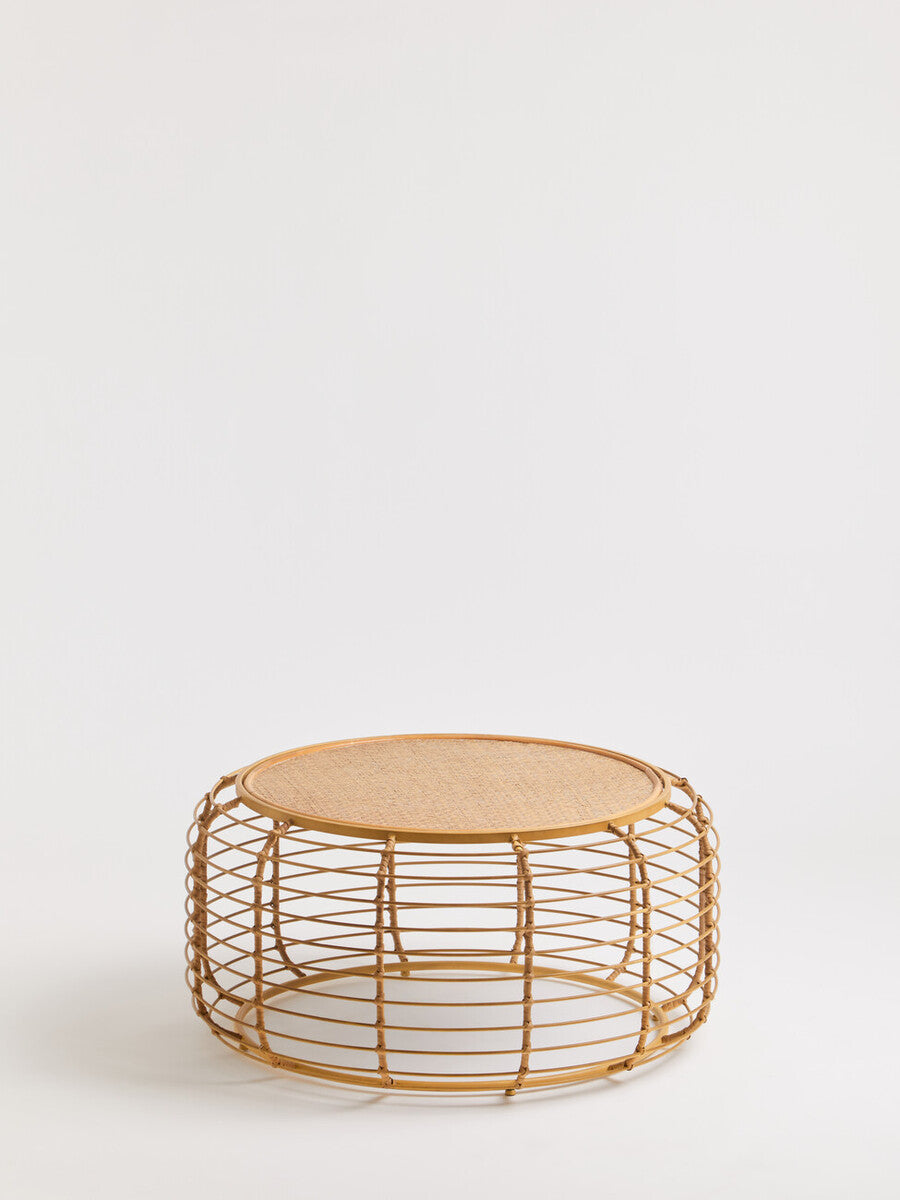Trento Round Coffee Table With Rattan Top