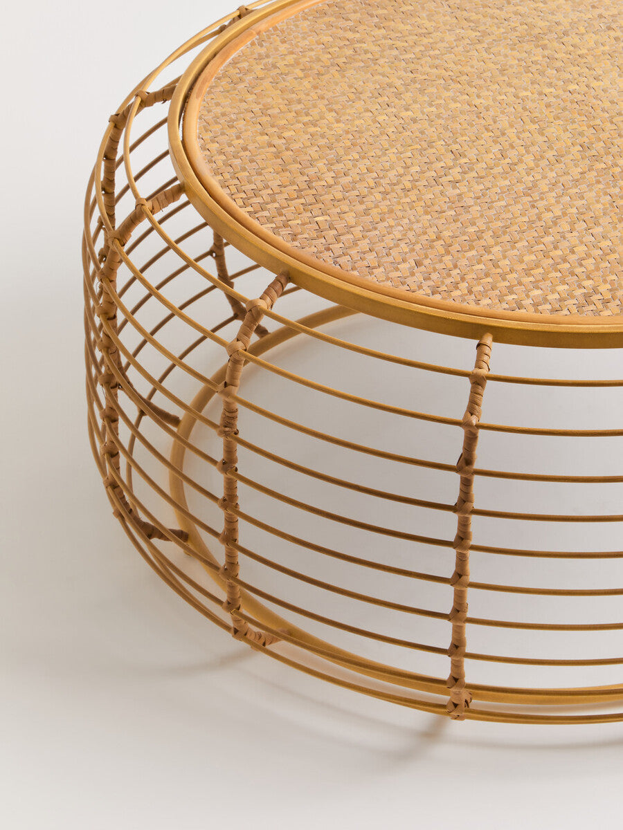 Trento Round Coffee Table With Rattan Top