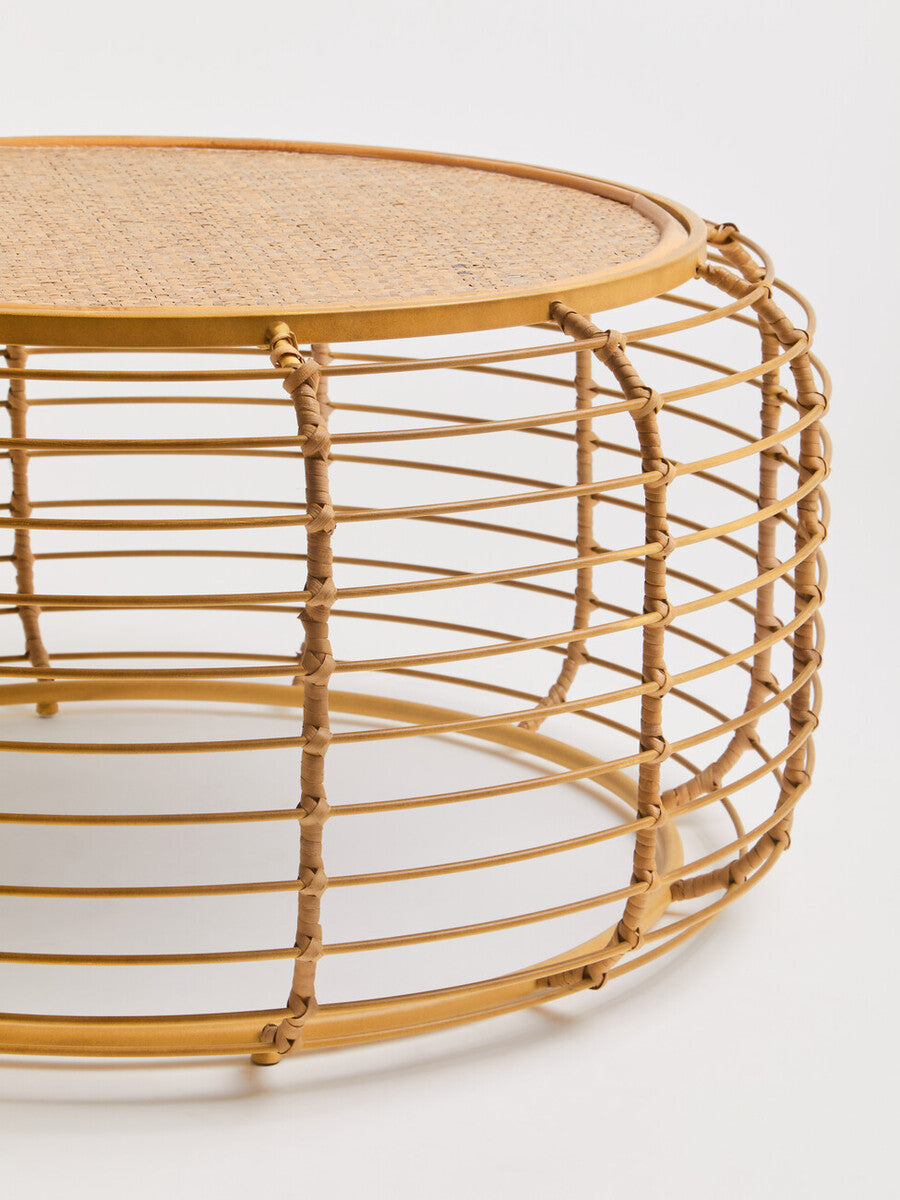 Trento Round Coffee Table With Rattan Top
