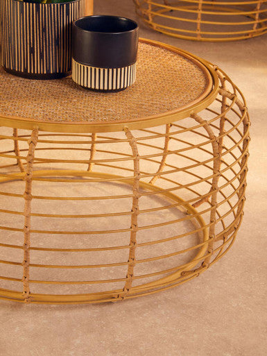 Trento Round Coffee Table With Rattan Top