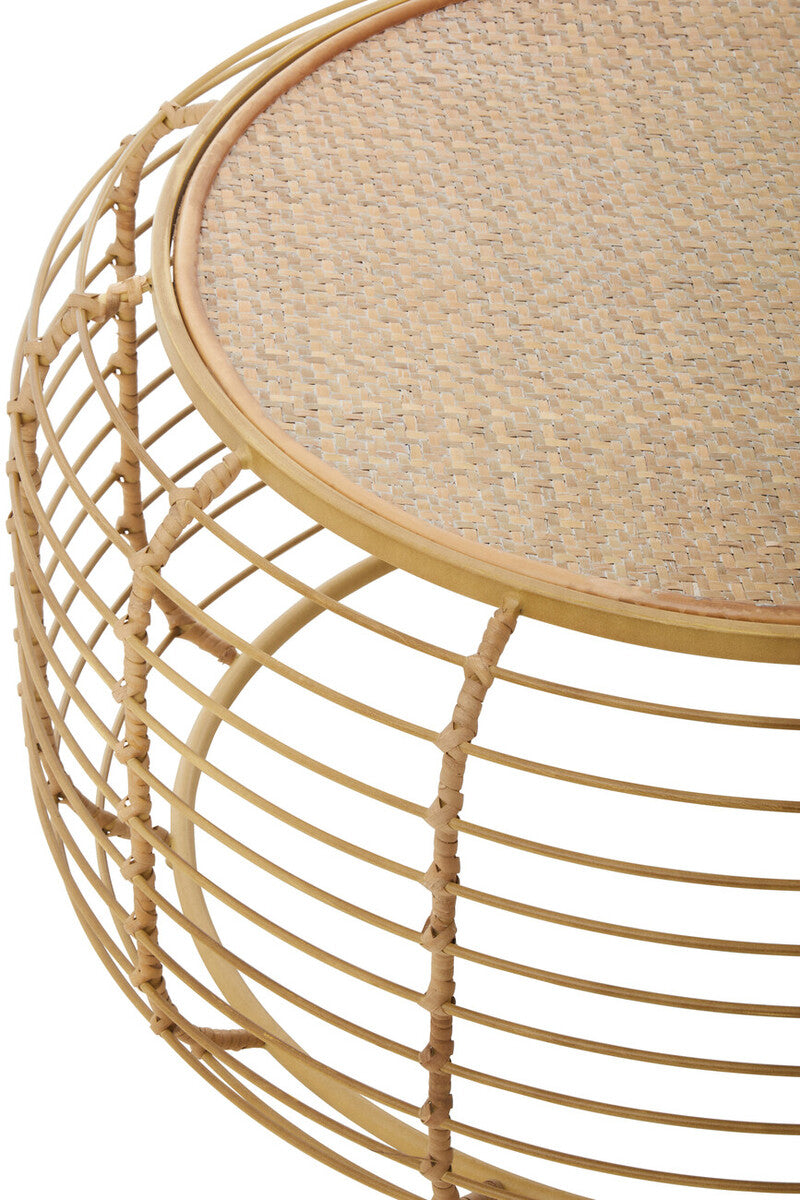 Trento Round Coffee Table With Rattan Top