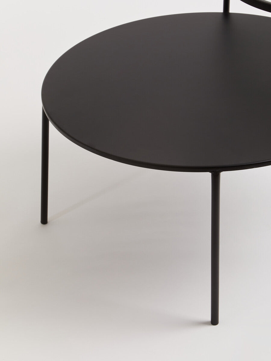 Clear Glass Top and Black Metal Lower Top Coffee Table with Black Iron Frame | Trento