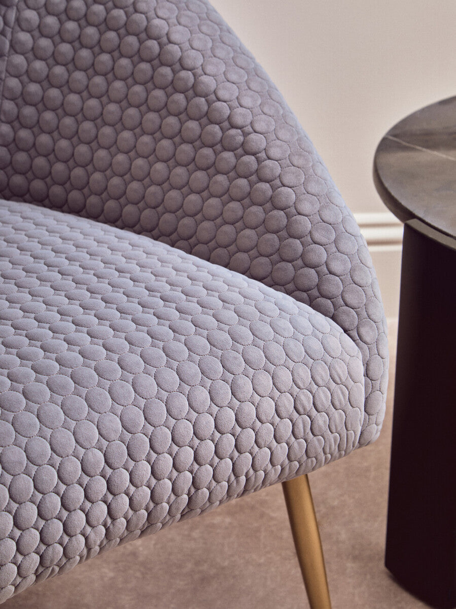 Tania Grey Velvet Occasional Chair with Curved Back