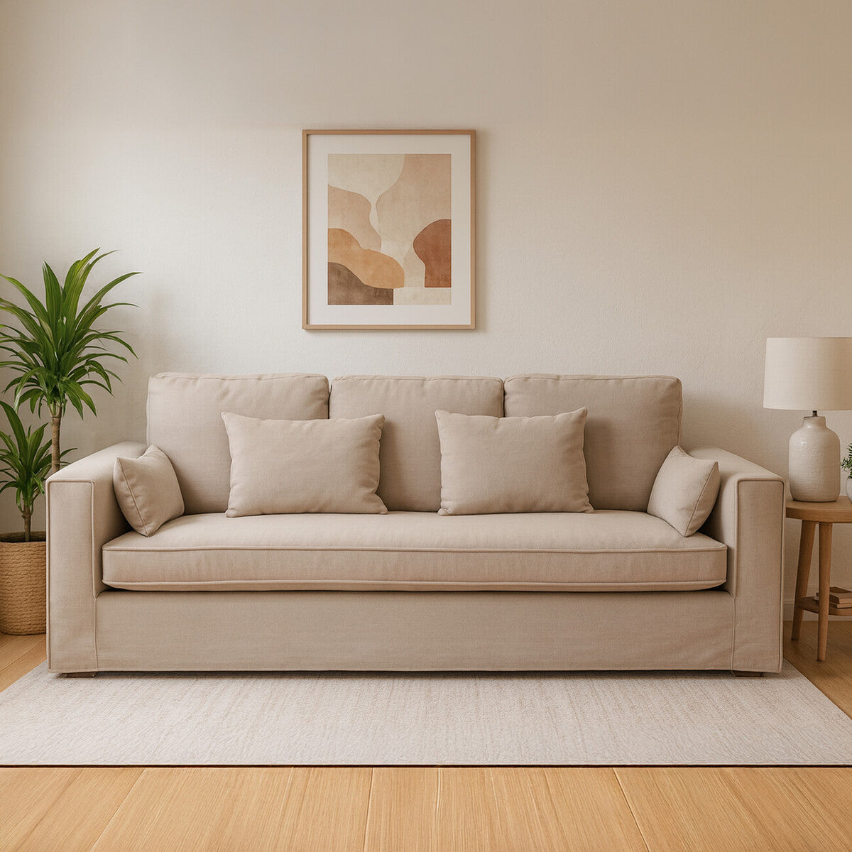 3 Seater Grey Fabric Sofa | Menton