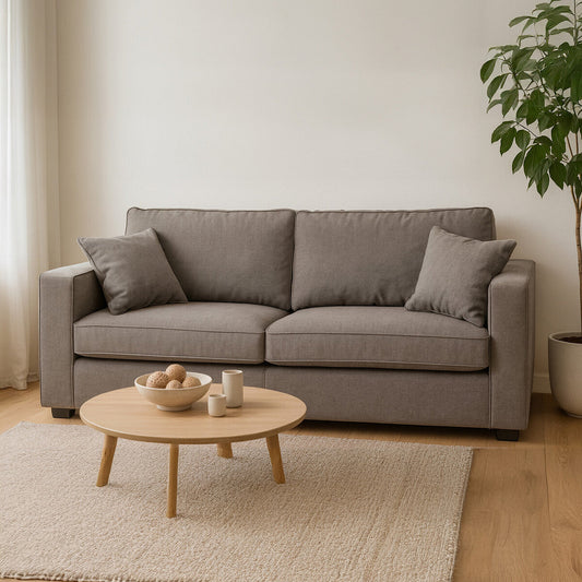 3 Seater Grey Fabric Sofa, Valensole
