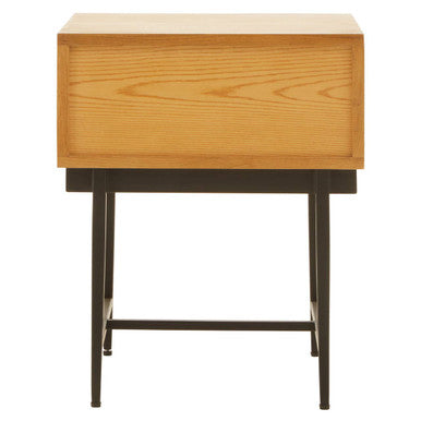 Natural Abstract Geometric Side Table with 1 Storage Drawer | Jakara