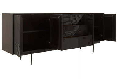 Black Finish Sideboard with 4 Doors and 3 Drawers | Jakara
