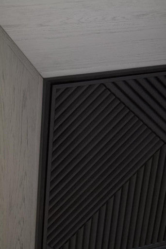 Black Finish Sideboard with 4 Doors and 3 Drawers | Jakara