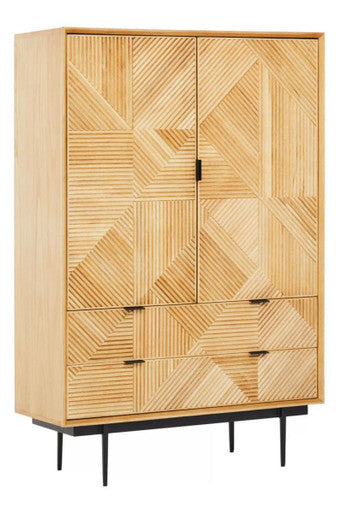 Natural Finish Cabinet with Drawers | Jakara