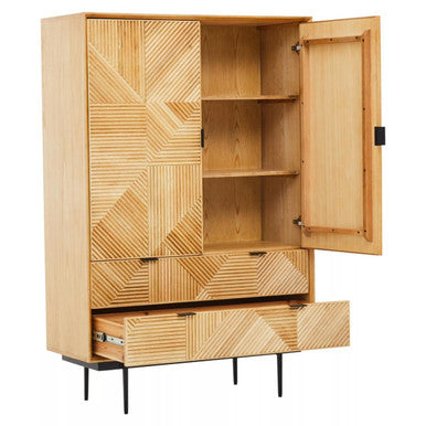 Natural Finish Cabinet with Drawers | Jakara