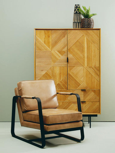 Natural Finish Cabinet with Drawers | Jakara