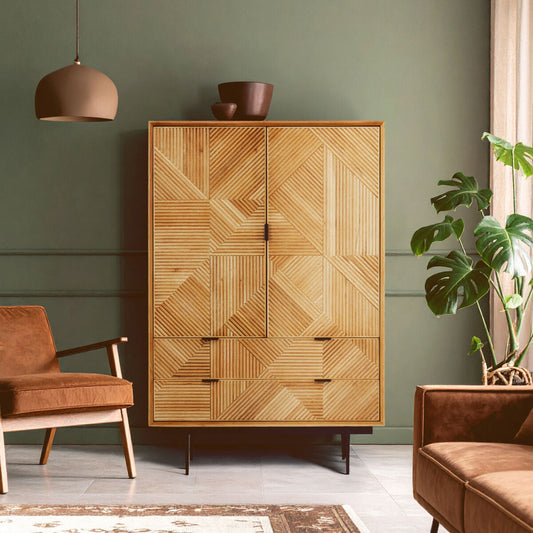 Jakara Natural Finish Cabinet with Drawers