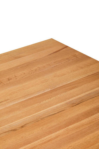 Natural Oak Wood Rectangular Coffee Table with Gold Finish | Jarloi