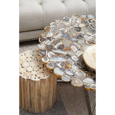 Rabia Agate Coffee Table With Cross Base