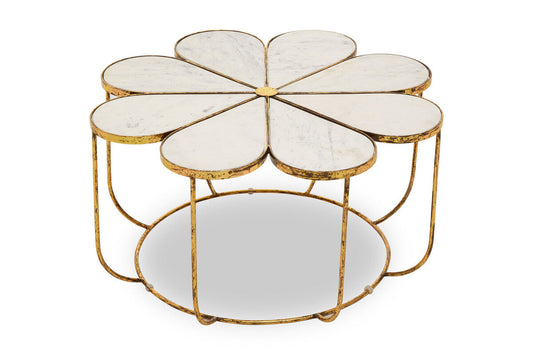 Rabia Petal Coffee Table With Marble Top