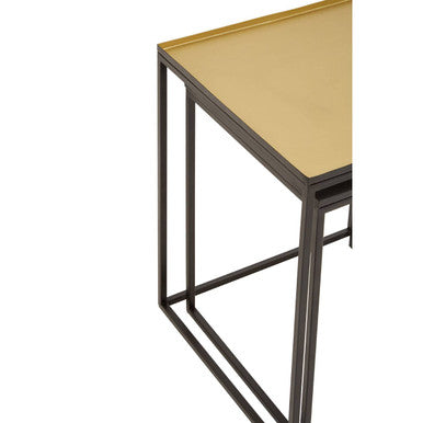 Gold and Silver Set of 2 Nesting Side Table with Multi-Size Tabletops | Rabia