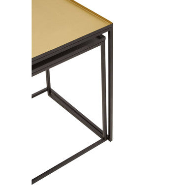 Gold and Silver Set of 2 Nesting Side Table with Multi-Size Tabletops | Rabia
