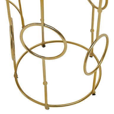 Gold Warm Metallic Finish Set of 2 Side Table with Multi Circle Pattern | Rabia